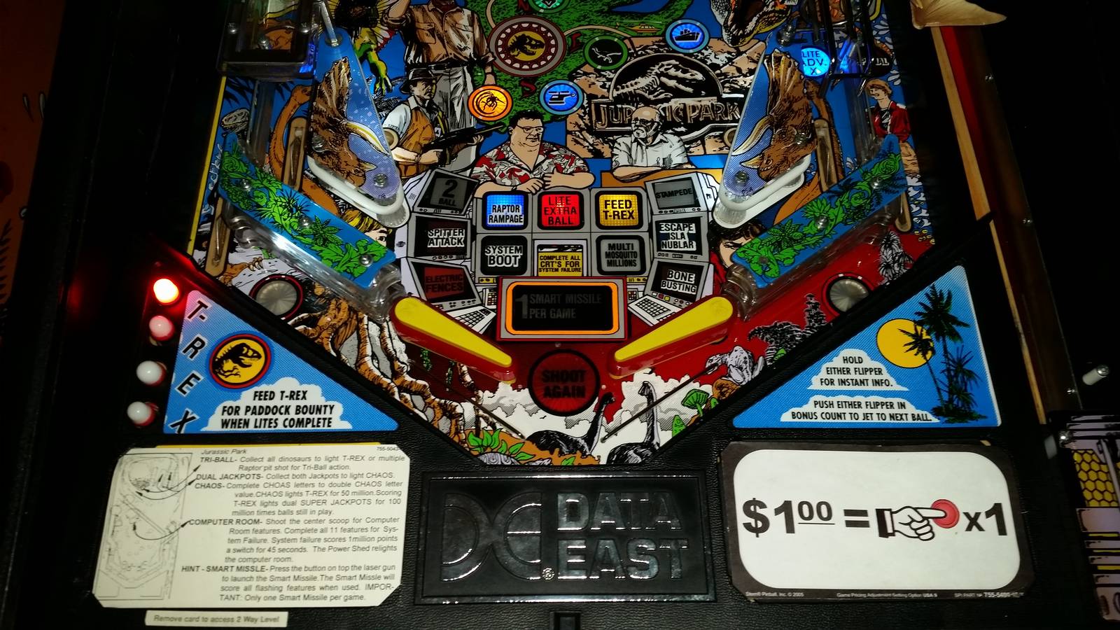 Data East Jurassic Park Pinball Machine for sale